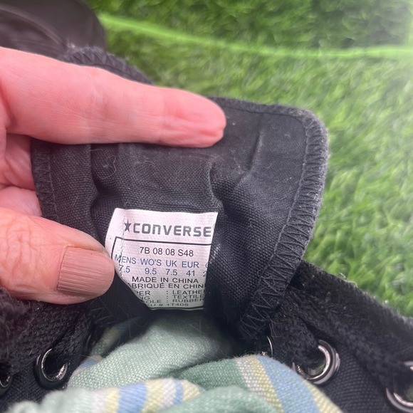 Converse Chuck Taylor All Star Leather High Top Sneakers Black Mens 7.5 Womens 9 - Picture 7 of 12